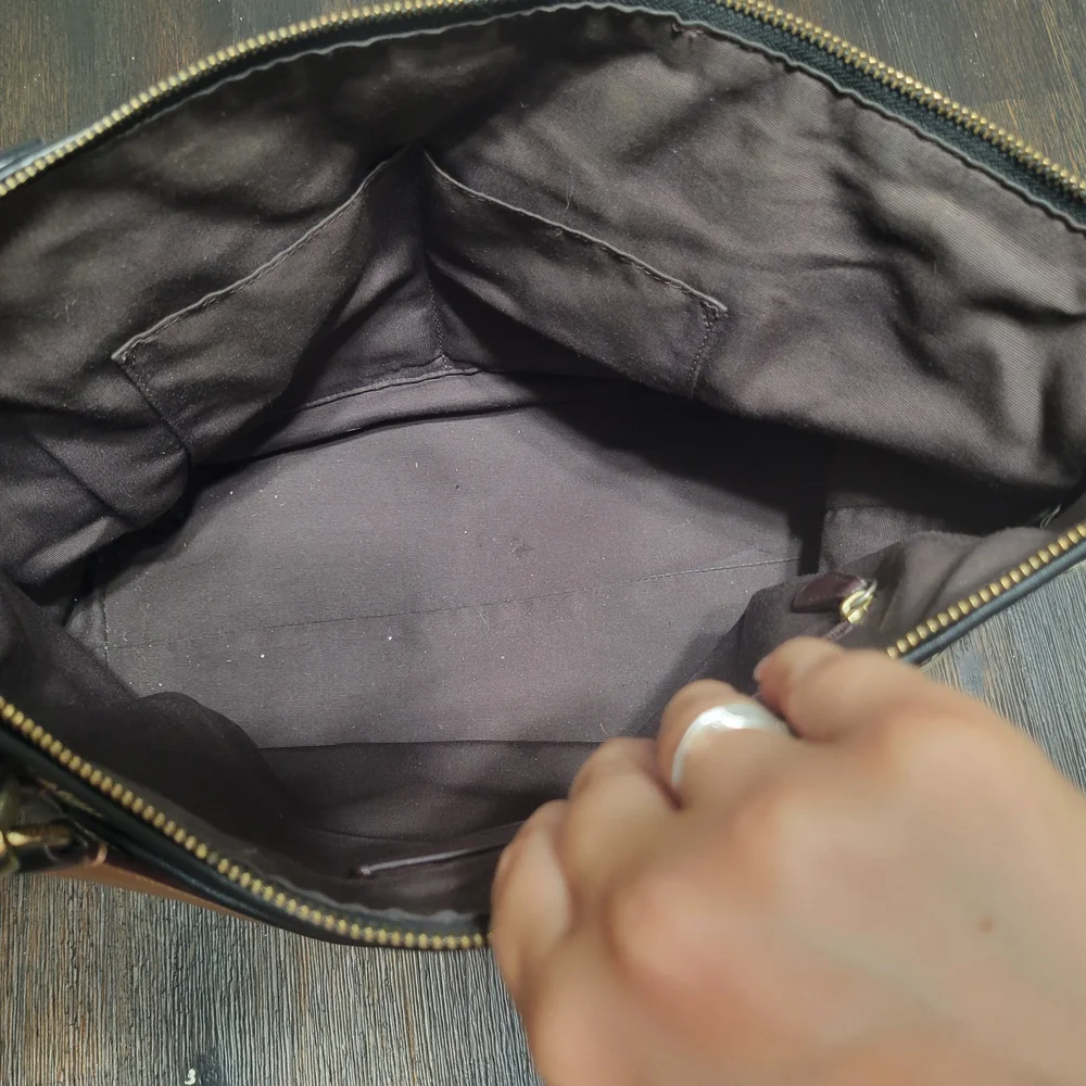 Coach Black and‎ Tan Checkered Shoulder Bag